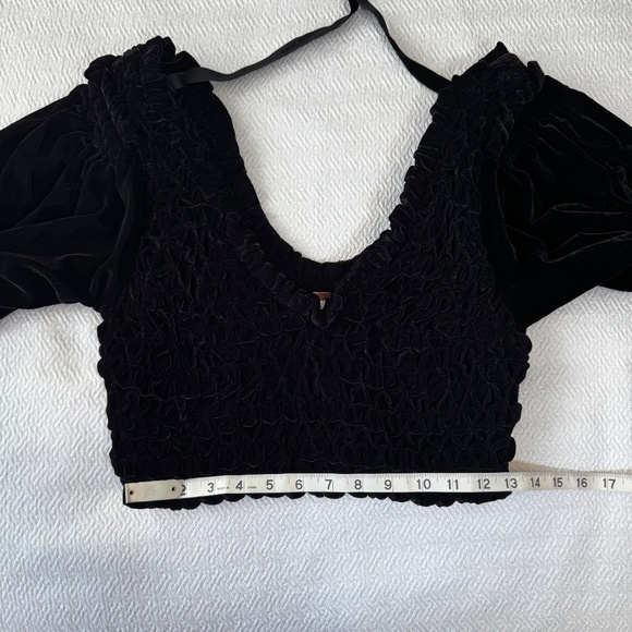 NWT Free People Velvet Black Smocked Mini Skirt Top 2 Piece Set Size M - Picture 5 of 16